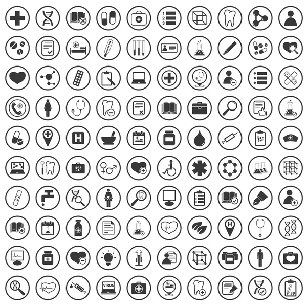 100 iconos de la medicina — Vector de stock