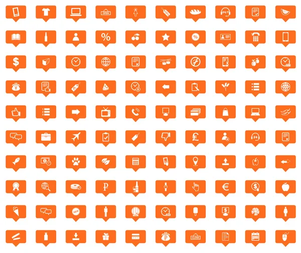 Shop orange message icons set — Stock Vector