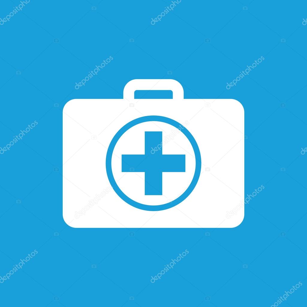 First aid kit icon, white