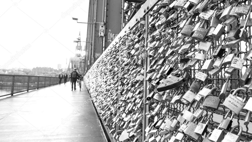 Hohenzollern Bridge with padlocks in cologne