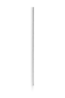 Straight Ecological white paper straw on a white background.