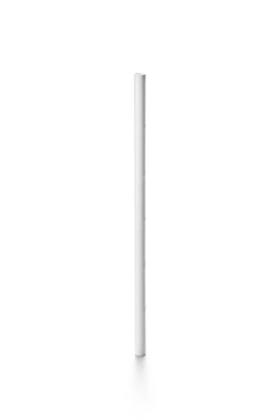 Hugh Angle view of Straight Ecological white paper straw on a white background. — Stock fotografie