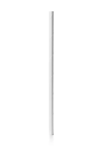 Straight Ecological white paper straw on a white background.
