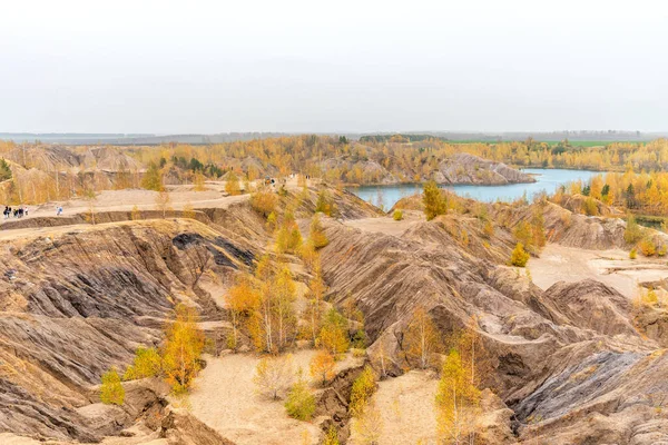 Vue Aérienne Automne Avec Des Arbres Jaunes Des Collines Pittoresques — Photo