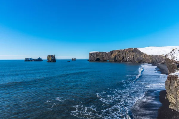 Повітряний Зимовий Краєвид Дірголей Ісландія Чудовий Зимовий Краєвид Мальовничого Півострова — стокове фото