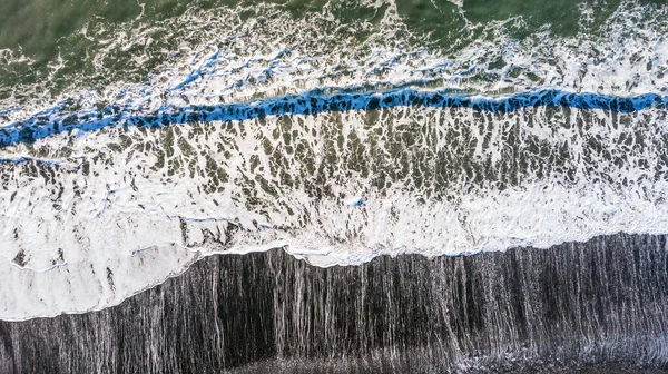 Fantastisk Pittoresk Utsikt Över Svart Sandstrand Med Våg Atlanten Island — Stockfoto