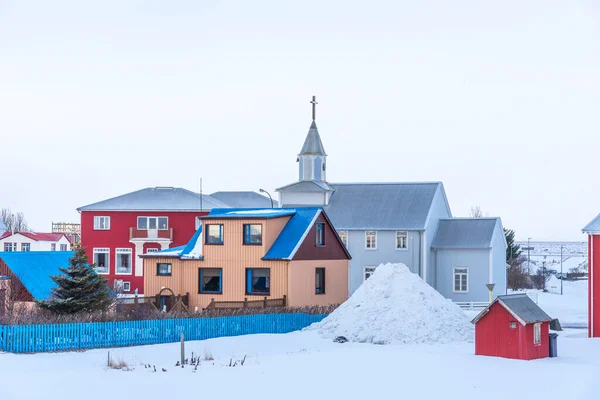 Πανοραμική Θέα Του Μικρού Χωριού Ευραρμπακί Στη Νότια Ισλανδία Τυπικό — Φωτογραφία Αρχείου