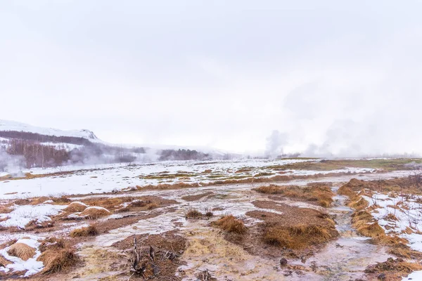 Долина Гейзеров Хокадалур Юге Исландии Хаукадалур Является Частью Золотого Круга — стоковое фото