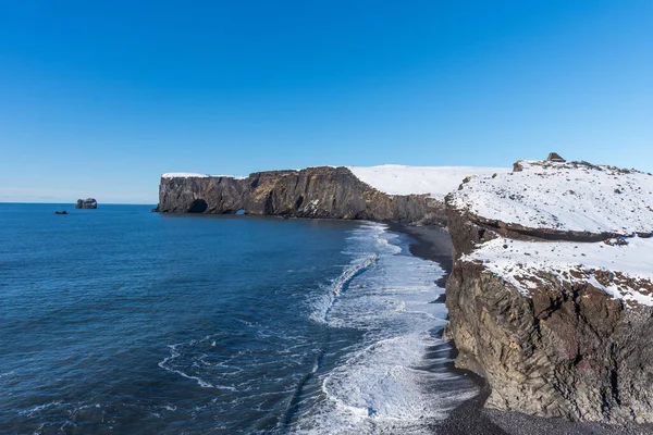 Pemandangan Musim Dingin Udara Pemandangan Dyrholaey Islandia Indah Pemandangan Musim — Stok Foto