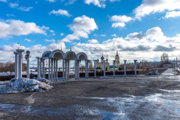 Voronezh Ρωσία Φεβρουαρίου 2021 Πανοραμική Θέα Της Πλατείας Admiralteyskaya Λευκά — Φωτογραφία Αρχείου