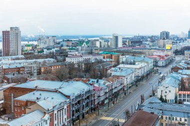 Voronezh, Rusya - 27 Şubat 2021 Voronezh merkezinin güzel panoramik manzarası.