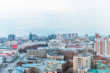 Voronezh, Rusya - 27 Şubat 2021 Voronezh merkezinin güzel panoramik manzarası.