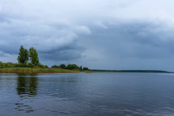 Sommerpanorama Des Seliger Sees Vor Einem Gewitter Waldsee Unter Stürmischem — Stockfoto