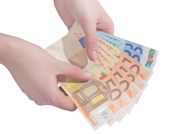 Euro banknot eller içinde