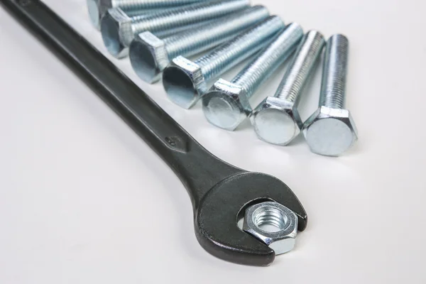 Wrenches bolts and nuts — Stock Photo, Image