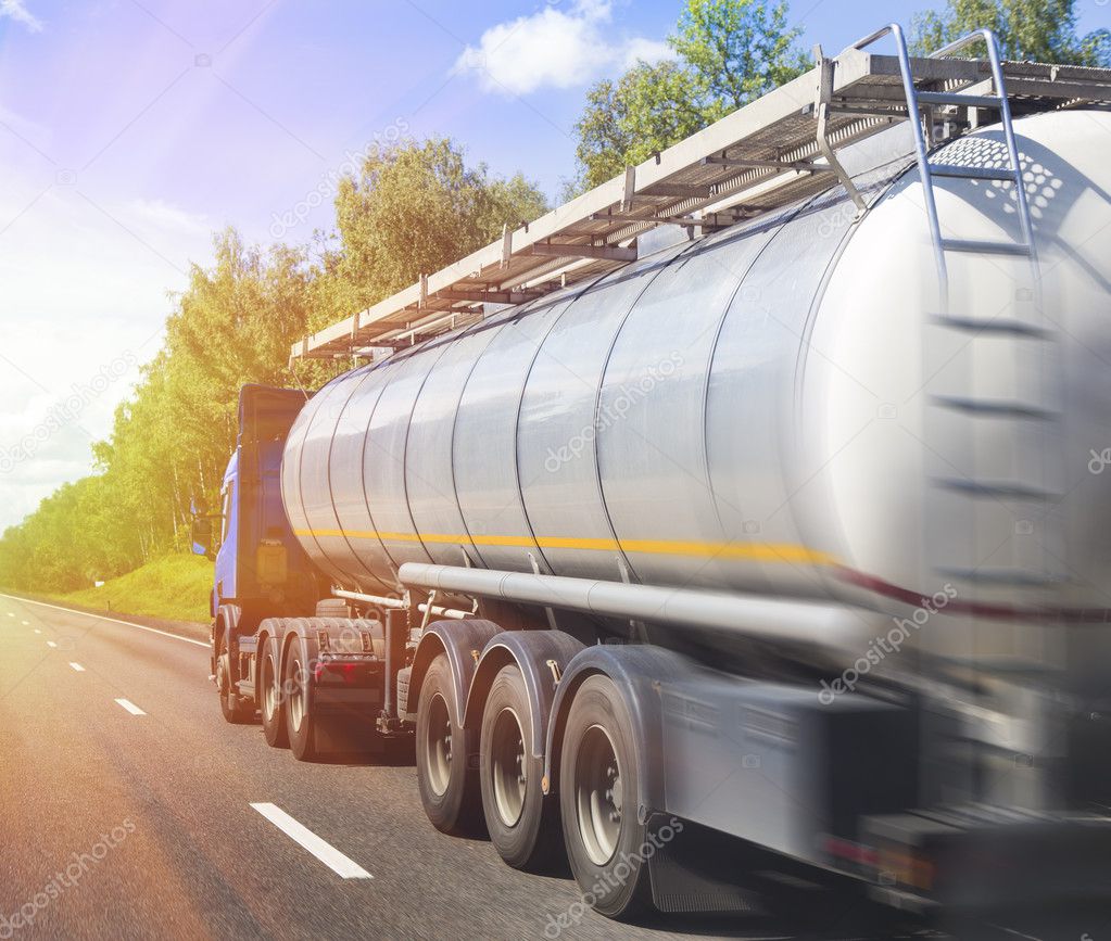  gas-tank truck goes on highway
