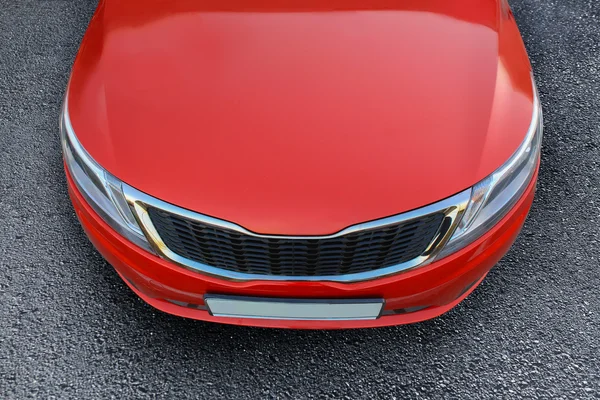 Červené auto na pohled shora asfalt — Stock fotografie
