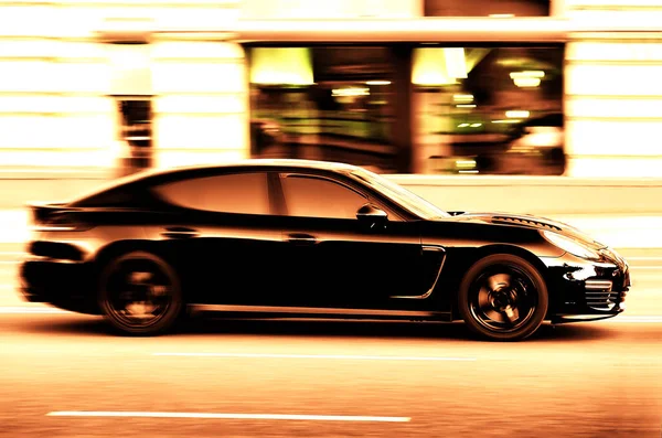 Carro Vai Para Rua Cidade Sépia — Fotografia de Stock