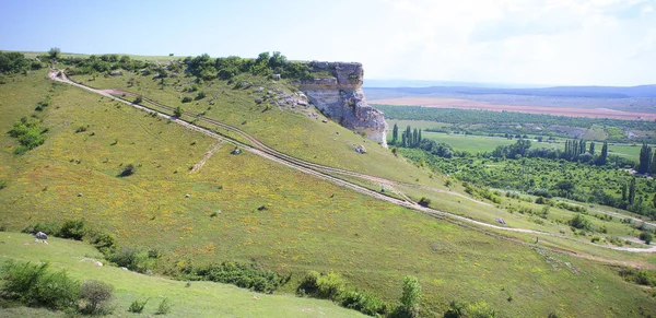 Panoramę Crimea Bialy Urwisko Jasnym Slonecznym Dniu Latem — Zdjęcie stockowe