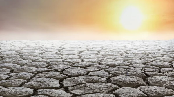 Clay Soil Cracked Horizon Sun Sunset — Stock Photo, Image