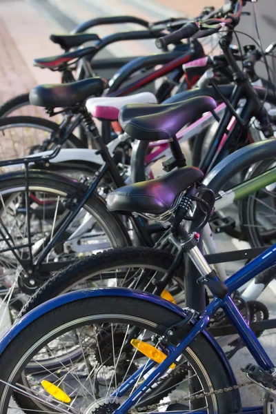 Bicycles Parking Lot Night City — Stock Photo, Image