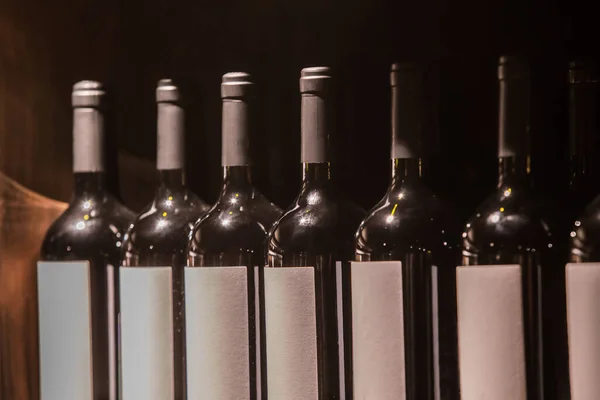 Collection Wine Bottles Basement Dark Background — Stock Photo, Image