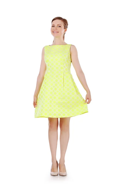 Beautiful girl in yellow dress — Stock Photo, Image