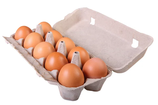 Huevos en caja de cartón — Foto de Stock