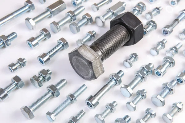 Bolts with nuts isolated — Stock Photo, Image