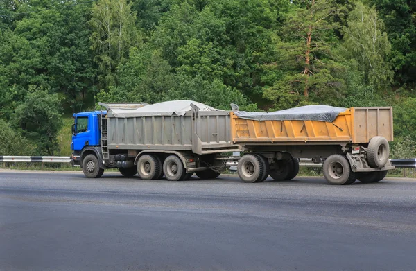 Dump truck with  trailer — Stock Photo, Image