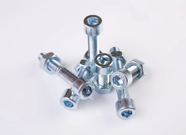 Chromeplated bolts and nuts — Stock Photo, Image