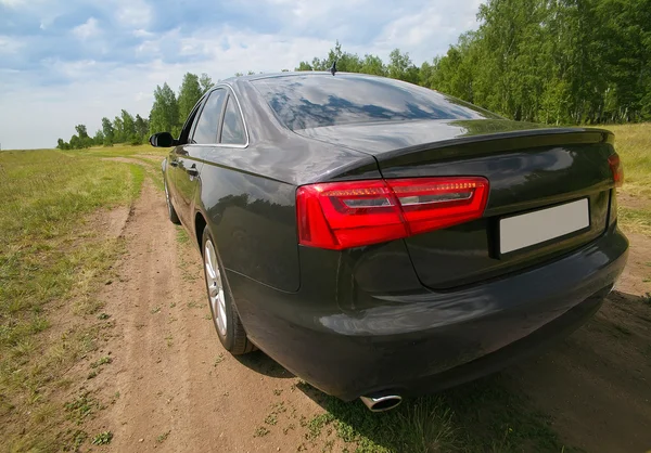 Car on glade in wood — Stock Photo, Image