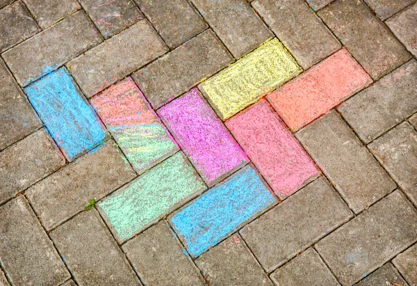 Drawing crayons on pavement — Stock Photo, Image