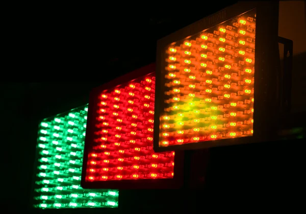 Paneles con lámparas de diodo de diferentes colores — Foto de Stock