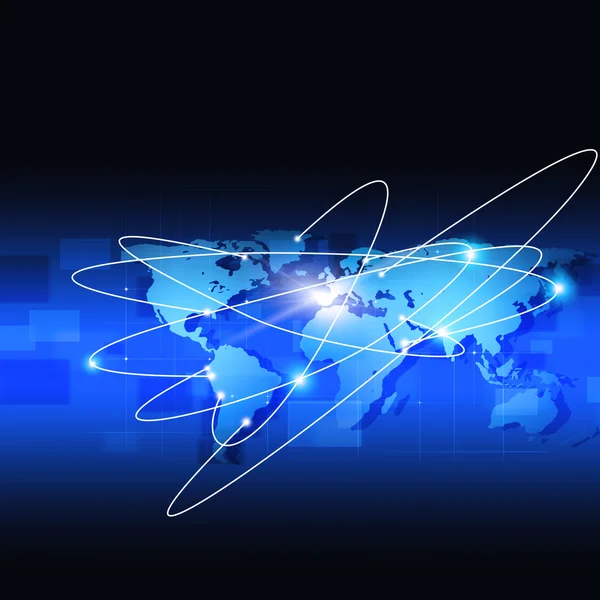 Küresel dünyayla bağlantılar mavi arka plan — Stok fotoğraf