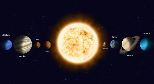 Сонце з планет Сонячної системи — стокове фото