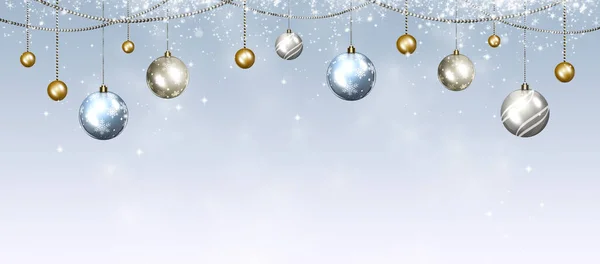 Magic Winter Holiday Balls Bright Christmas Banner — Stock Photo, Image