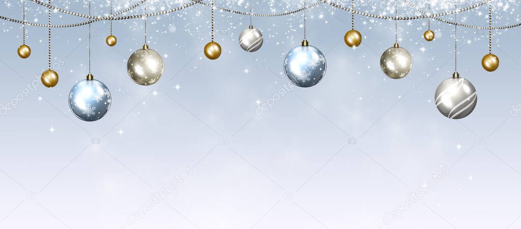 magic winter holiday balls bright christmas banner