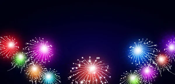 Holiday Celebration Bright Multicolor Fireworks Show Night — Stock Photo, Image