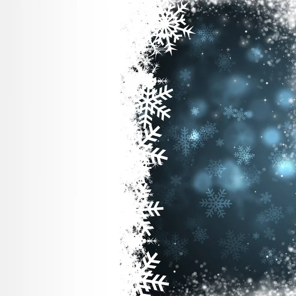 Cartão Natal Férias Inverno Com Neve Luzes Embaçadas — Fotografia de Stock