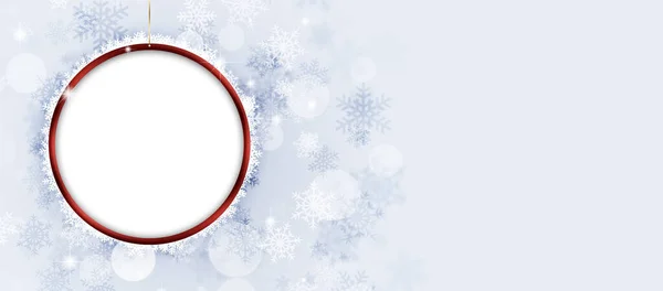 Vinter Semester Runda Jul Röd Dekoration Banner Med Kopia Utrymme — Stockfoto