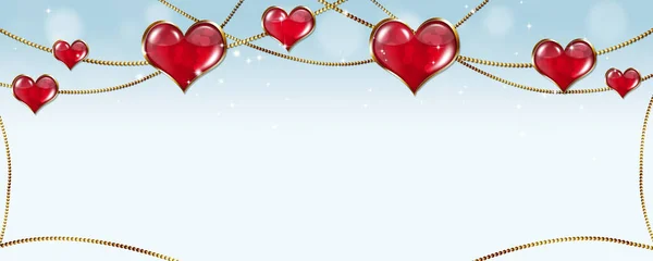 Belle Valentine Coeur Rouge Lumineux Large Bannière Vacances — Photo