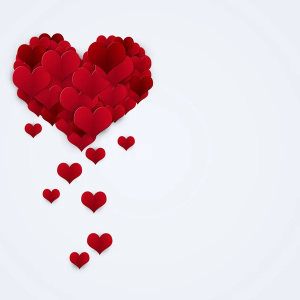Cartão Forma Coração Feriado Valentine Com Corações Vermelhos Espaço Cópia — Fotografia de Stock