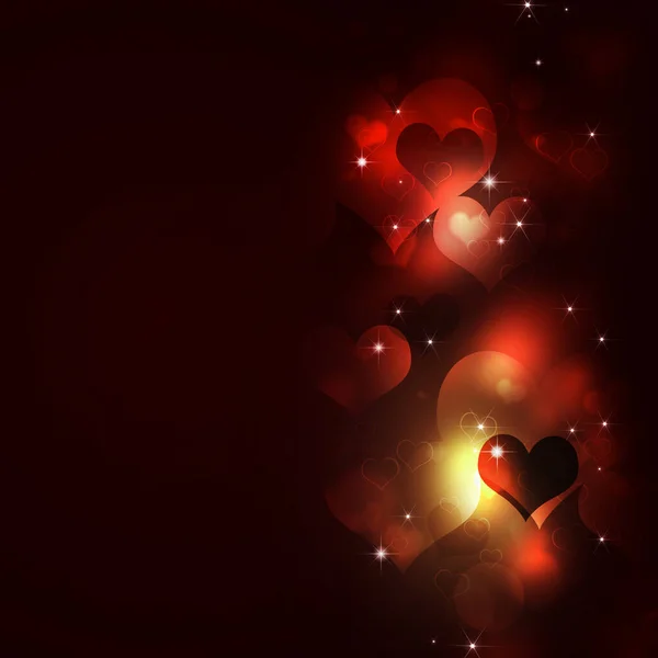 Holiday Valentines Lovers Day Dark Background Blurry Hearts Lights — Stock Photo, Image