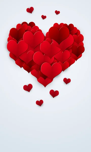 Aziz Sevgililer Günü Tatili Beyaz Arka Planda Kırmızı Kalpler Afişi — Stok fotoğraf