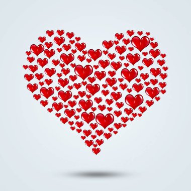 Sevgililer günü hediyesi geçmişi kırmızı parlak kalplerle 