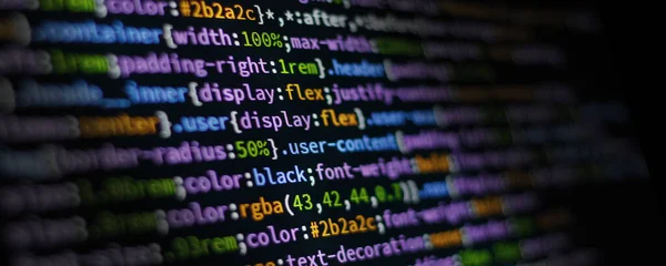 Menos Lenguaje Codificación Programación Compilación Banner Tecnología Css —  Fotos de Stock