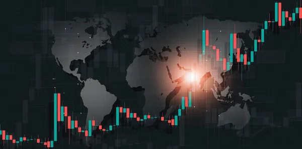 Business Technology Finance Borsa Valori Grafico Mappa Del Mondo Sfondo — Foto Stock