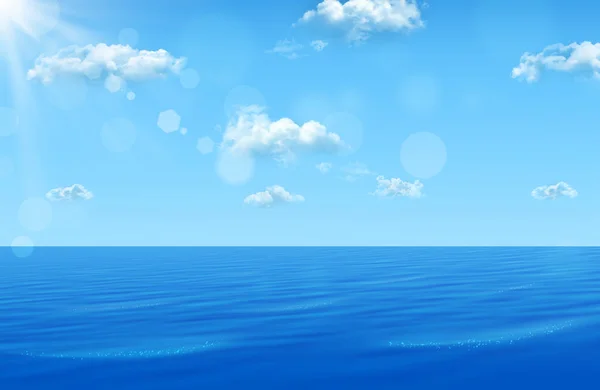 Beautiful Chill Dreamy Blue Water Sea Sun Clouds Warm Sunny — Stock Photo, Image