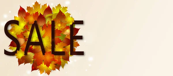 Golden Sale Banner Autumn Falling Yellow Leaves — Stock Photo, Image